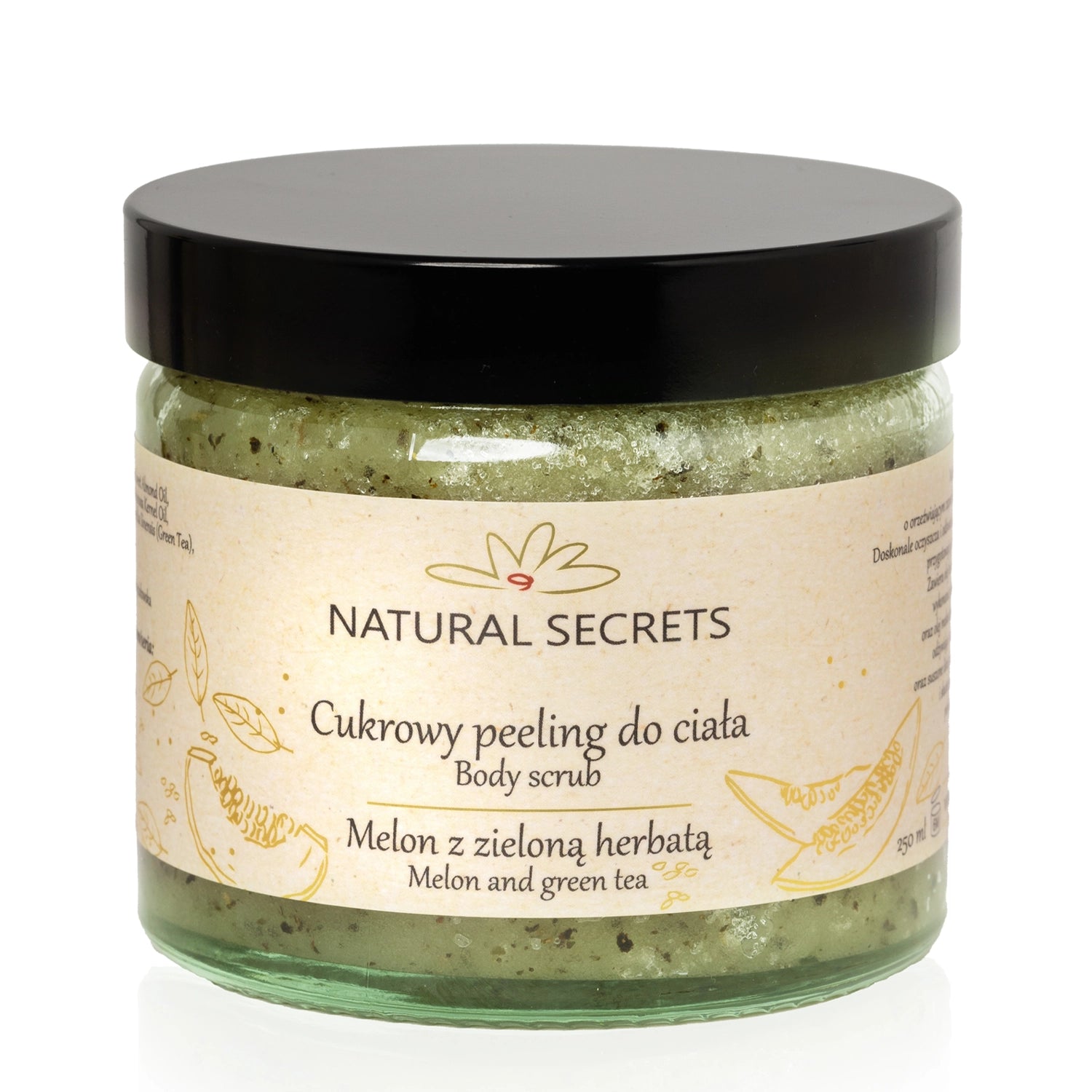 Natural Secrets - Peeling Cukrowy - Orzeźwiający Melon z Zieloną Herbatą - 250ml